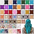 Hicarer 35 Inch Silk Head Scarf Large Square Neck Scarf Sleeping Hair Wrapping Satin Scarves for Women