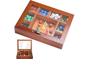 YIXINLOMYY DND Dice Tray 2 in 1 - Wooden Dice Sets Rolling Tray Box, Dice Holder & Storage Organizer for Dungeons and Dragons Tabletop RPGs, Dice Box for Table Game Players (9 Squares)