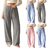 Womens Fuzzy Fleece Pajama Pants Plaid Fluffy Cozy Lounge Pants | Plus Size Warm Sleep Loungewear,Elastic Waist,Cute Flannel Pj Bottoms,Fall Winter Home Outfits