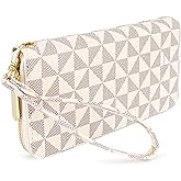 Veki Women's Wallet Double Zipper Pocket Wallets with Wrist Strap, Leather Credit Card Purse for Women Men (Monolayer-White)