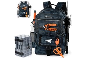 KastKing BaitSpace 50L Fishing Tackle Backpack with Removable Bait Binder,2 Rod Holders Storage Fishing Gear and Equipment