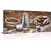 Conipit Coffee Art Painting Vintage Coffee Canvas Wall Art for Bar Restaurant Kitchen Wall Decor Large Panel L48 x H20 inch Ready to Hang