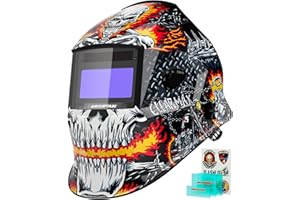 ARCCAPTAIN Welding Helmet Auto Darkening, 1/1/1/1 True Color Welding Hood, 4 Arc Sensor 1/25000s Response Time Solar Powered Weld Hood Helmet HSH-S800 Skeleton Knight