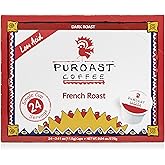 Puroast Low Acid Coffee Single-Serve Pods, French Roast, Certified Low Acid Coffee - pH above 5.5, Dark Roast, Original, (24 Count)- Gut Health, Higher Antioxidant, Roasted with Clean Energy - Compatible with Keurig 2.0 Coffee Makers
