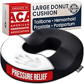 5 STARS UNITED Donut Pillow for Tailbone Pain &amp; Hemorrhoids &ndash; Large Memory Foam Seat Cushion for Bed Sore-Prone Areas &amp; Pressure Relief &ndash; Prostate, Postpartum &amp; Pregnancy Support, Black Mesh Cover