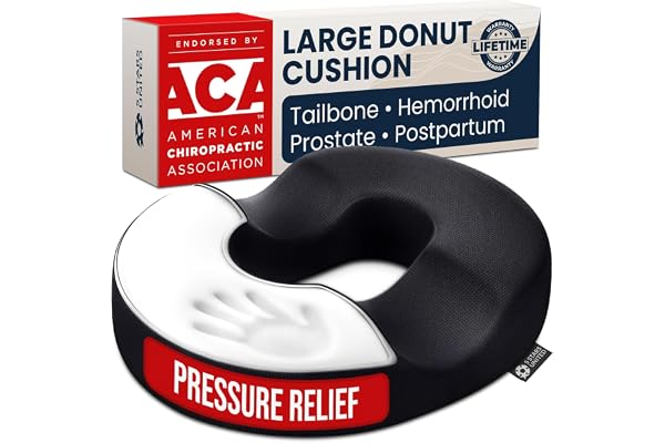 5 STARS UNITED Donut Pillow Hemorrhoid Tailbone Cushion – Large Cushion for Pain Relief – Coccyx, Prostate, Sciatica, Pelvic