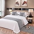 OSVINO Solid Bed Runner Microfiber Simple Bedding Protector Lightweight Durable Bed End Scarf for Wedding Hotel Room, Light Gray, King