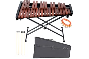 LYRICLIGHT 32 Note Xylophone Professional Wooden Glockenspiel Xylophone with Adjustable Stand - Premium Musical Instrument Includes 4 Mallets, Hand Bell & Bag