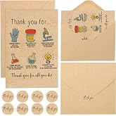 Tinlade 30 Set Lab Tech Gifts Include Medical Laboratory Scientist Thank You Cards with Envelopes and Thank You Stickers for Technicians Pathologists Assistants Phlebotomist (Kraft Paper)