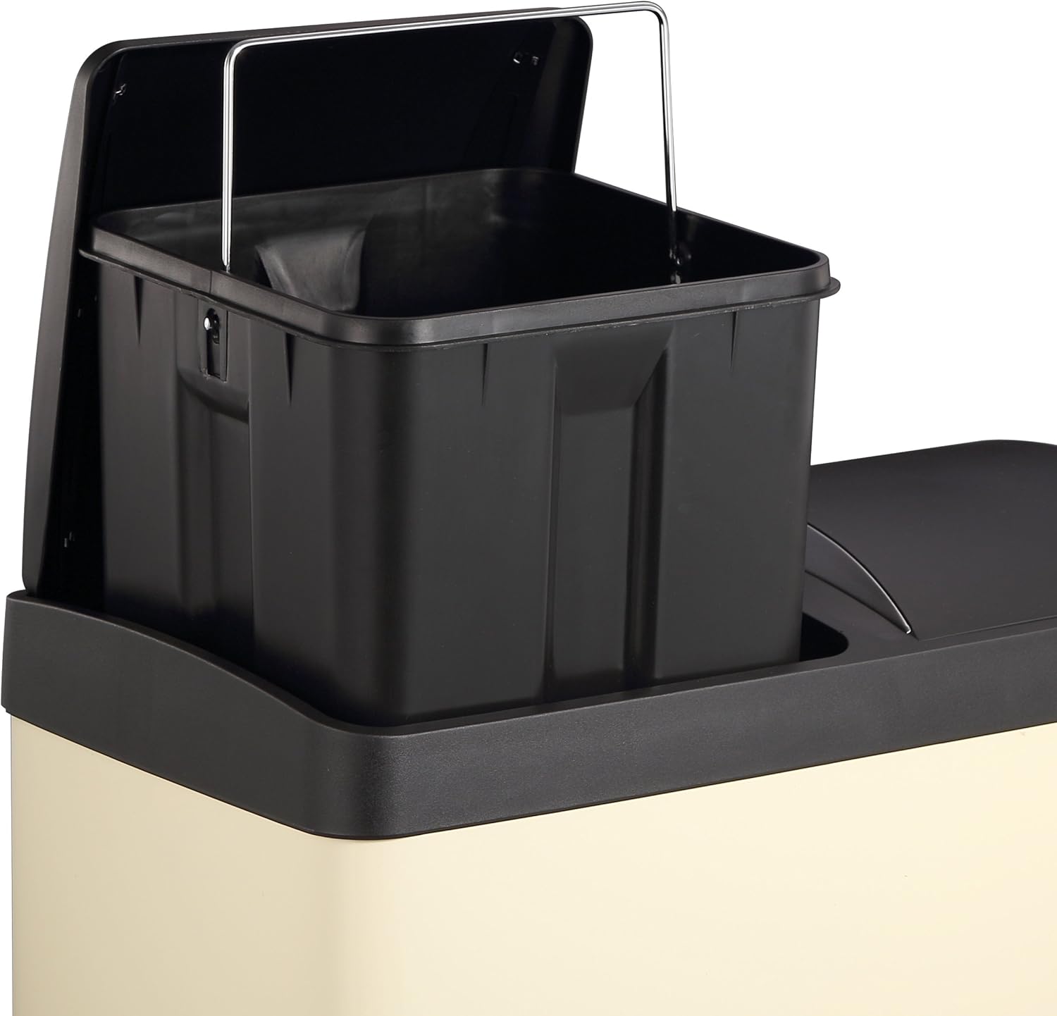 Secchio Per Rifiuti KADAX 3L Con Pedale E Secchio Interno – Design In Bambù E Acciaio, Nero, Per Cucina E Bagno
