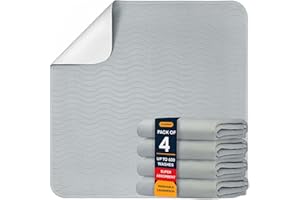 YOSEPATI 4 Pack 24” x 24” Super Absorbent Washable Underpads, Quick Dry & Waterproof Incontinence Bed Pads, Reusable Pee Pads