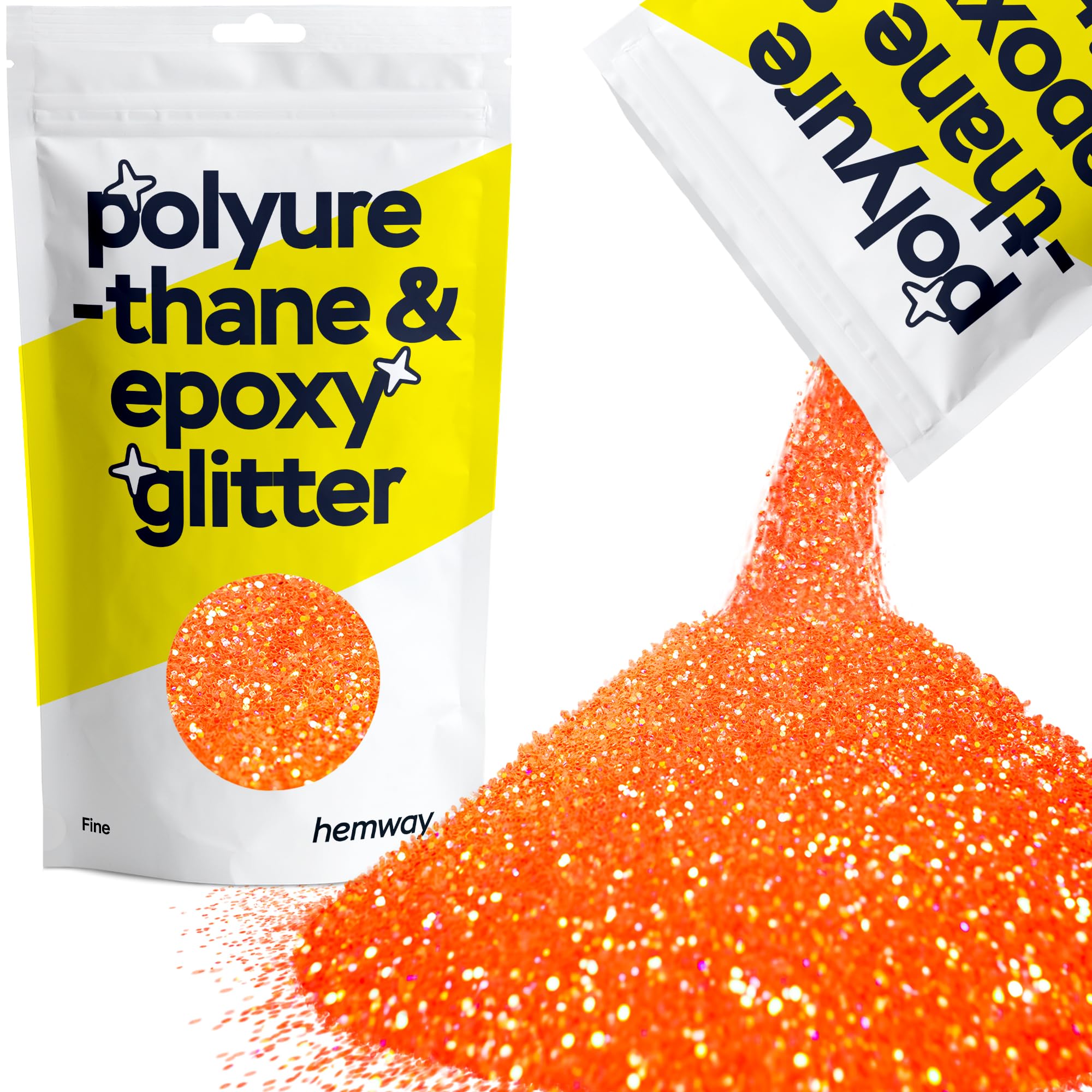 Hemway Resin Glitter Fluorescent Peach 100g Fine | Polyurethane & Epoxy Glitter for Resin Crafts, Tumblers, Coasters, Floor & Table Art