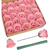 ICBOX Glitter Roses Bouquet,30PCS Peach Roses Artificial Roses with Stems for Crafts Wedding Bouquet Party Home Decor(Peach)