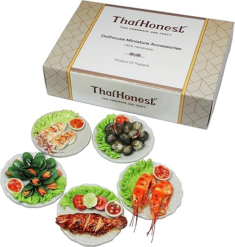 Amazon Thaihonest ミックス5個 シーフード ドールハウス ミニチュアフード 小さな食べ物 おもちゃ おもちゃ
