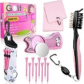 Qishiyi 12Pcs Golf Accessories Kit Include Golf Ball Bag Golf Tees Golf Towel Golf Club Cleaner Brush Groove Cleaner Tool Divot Tool Magnetic Ball Marker,Best Golf Gift for Women Man