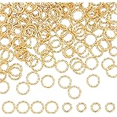 PH PandaHall 200pcs 18K Gold Plated Jump Rings 6mm/8mm Twisted Open Jump Rings 18 Gauge Golden O Ring Brass Round Connector Ring for Bracelet Necklace Earring Keychain DIY Jewelry