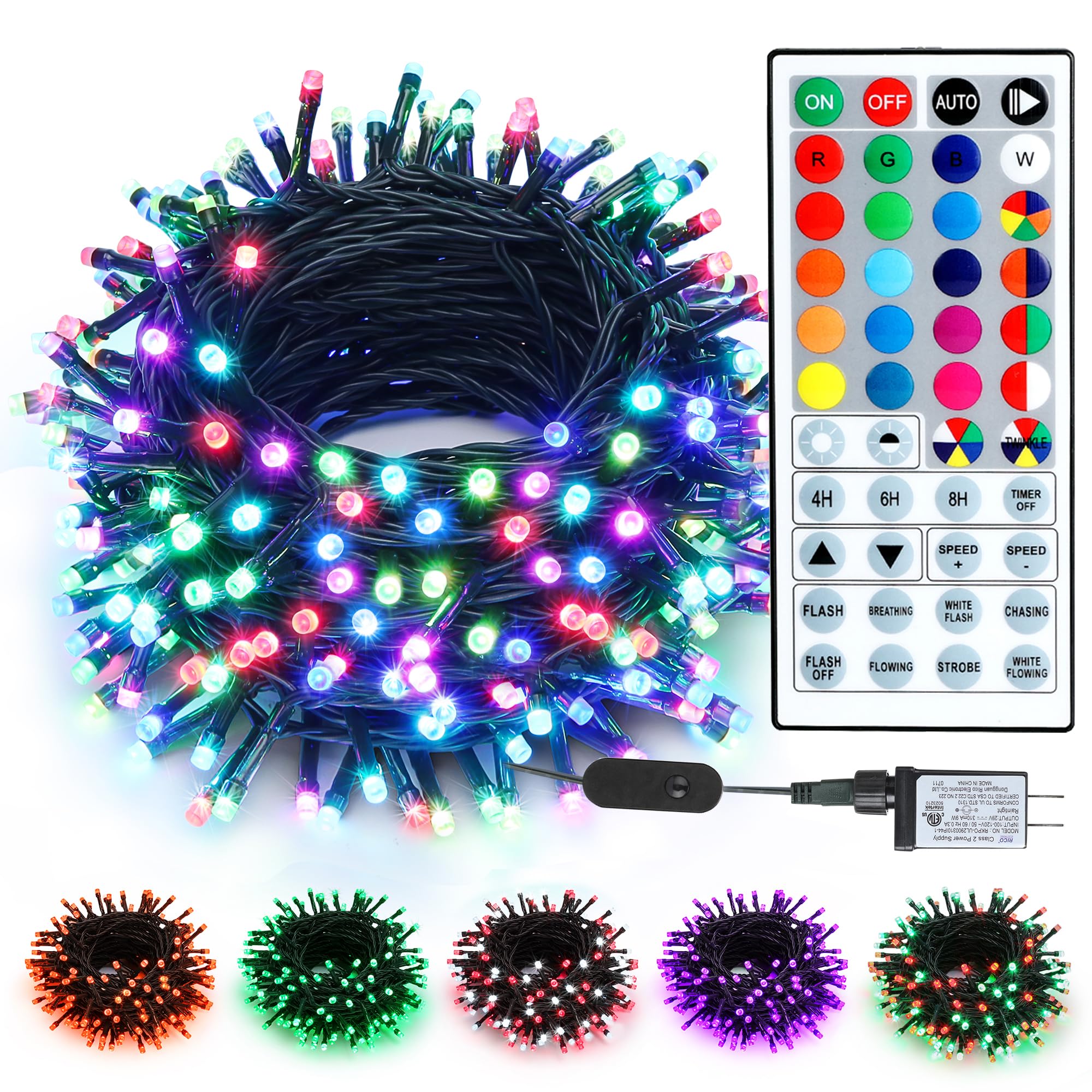 Photo 1 of BrizLabs RGB Christmas Lights, 66FT 200 LED Color Changing String Lights, Rainbow Christmas Lights, Red White Dimmable Christmas Tree Lights with Remote for Xmas Halloween Home Indoor Outdoor Party