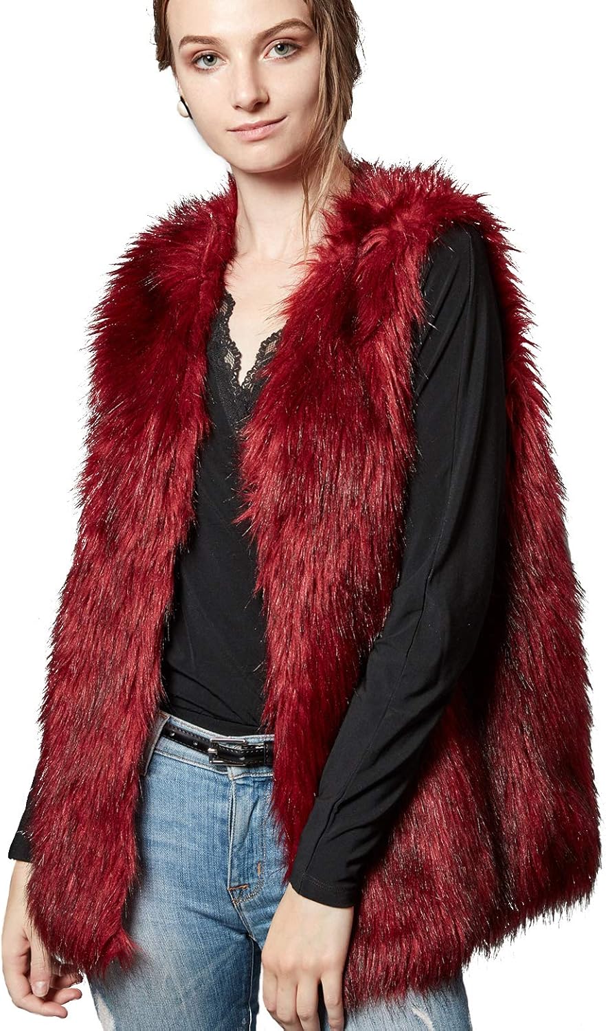 Escalier Women's Faux Fur Vest Waistcoat Sleeveless Jacket at  Women's Coats Shop