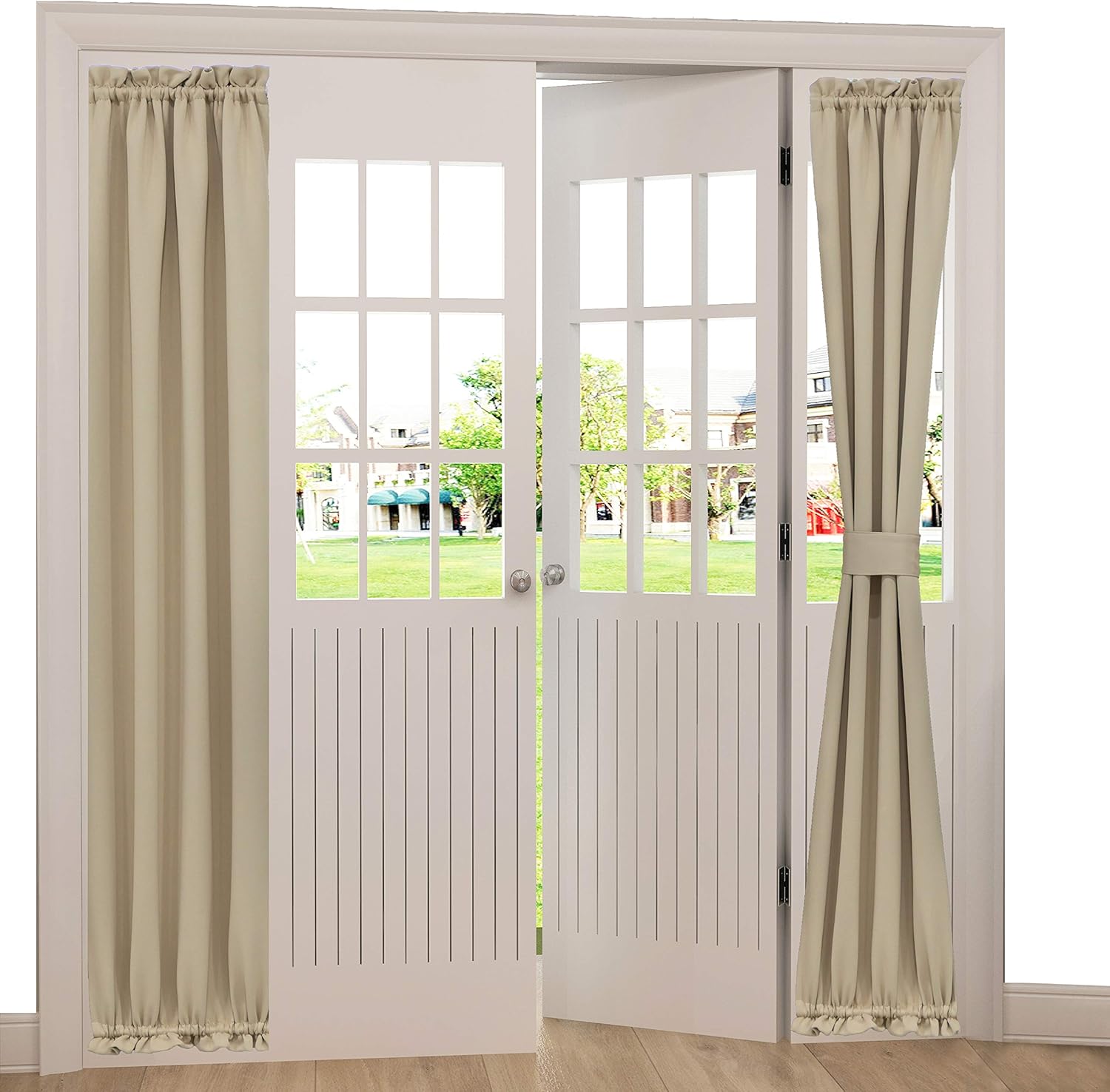 Spring Garden Home French Door Side Curtains Decoration Sliding Door Blackout