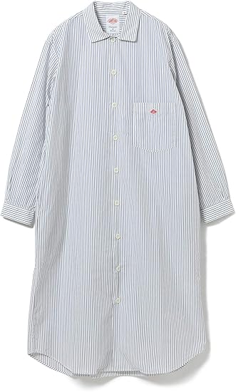 Amazon レイビームス Danton ダントン ワンピース Web限定 ストライプ シャツワンピース レディース 128 Navy Stripe ワンサイズ ワンピース チュニック 通販