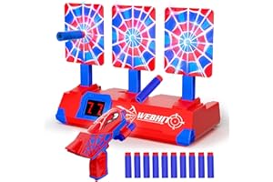 TIYVNSI Shooting Toys for 3-12 Year Old Boys, Hero Styles with Glowing Web&Sounds,LCD Scoring and Auto Reset 3 Shooting Targets,Indoor Outdoor Kids Family Games Christmas Birthday Gifts for Boys Toys Age 3-12