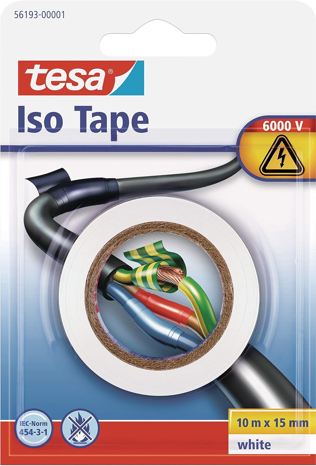 tesa Insulating Tape Electrical PVC tape, White, 10m x 15mm