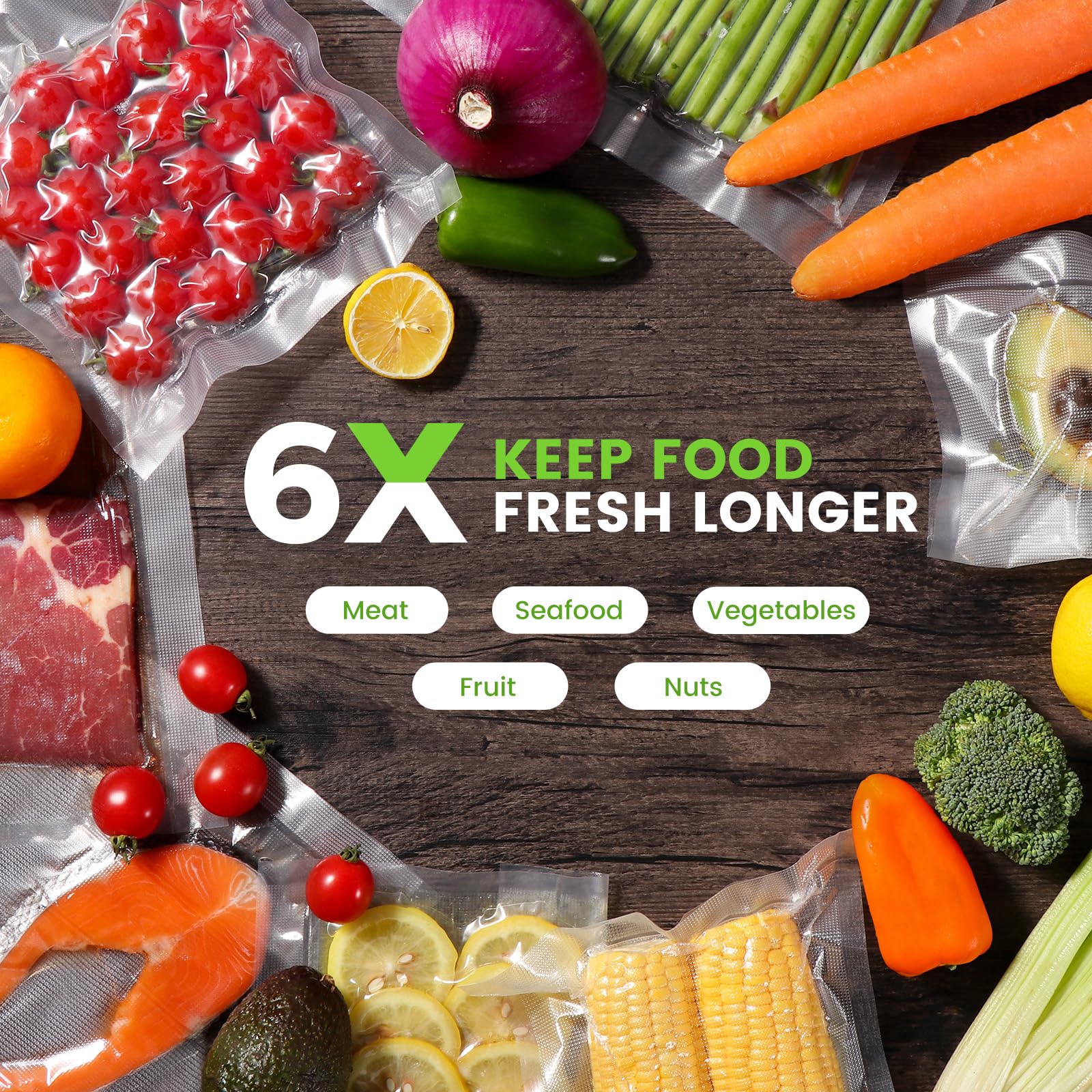 Diboniur Vakuumierbeutel 3 Rollen Vakuumierfolie, Vakuumbeutel Lebensmittel 28/25/20x300cm, Sous Vide Beutel, Einschweißfolie für alle Vakuumierer 6