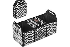 ORIONSTAR Trunk Organizer, Foldable Car Storage Bag Portable Insulation Cooler Bag Collapsible Vehicle Organizer Divider Storage Totes with 3 Compartment Cargo Tote for Groceries Caddy SUV, Black