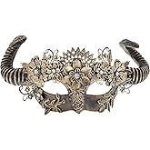 Attitude Studio Gold Rustic Masquerade Horns Mask, Adults Halloween Costume