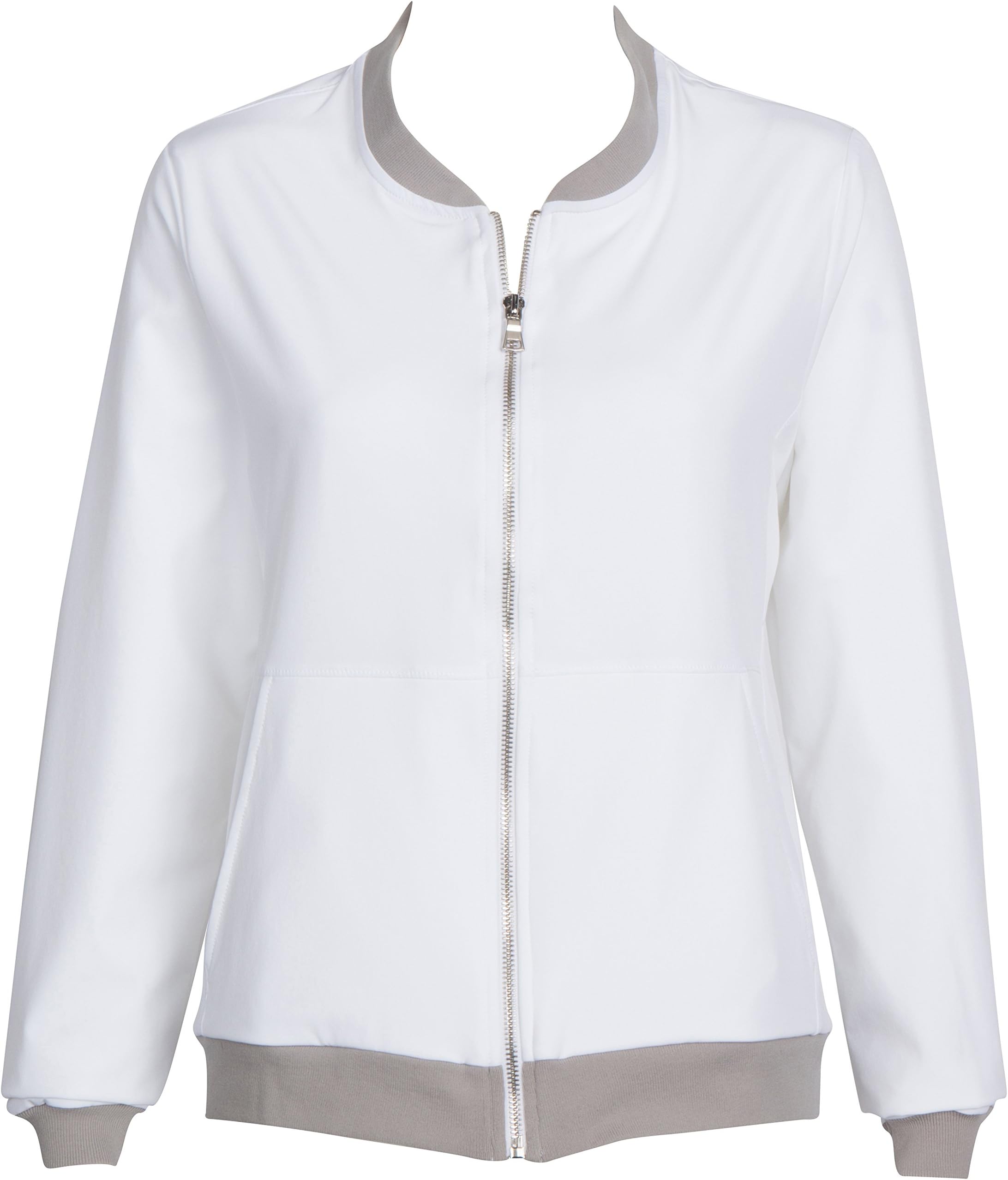 Bpassionit Activewear Women's Zippered Lined Jacket with Pockets (Small, White)