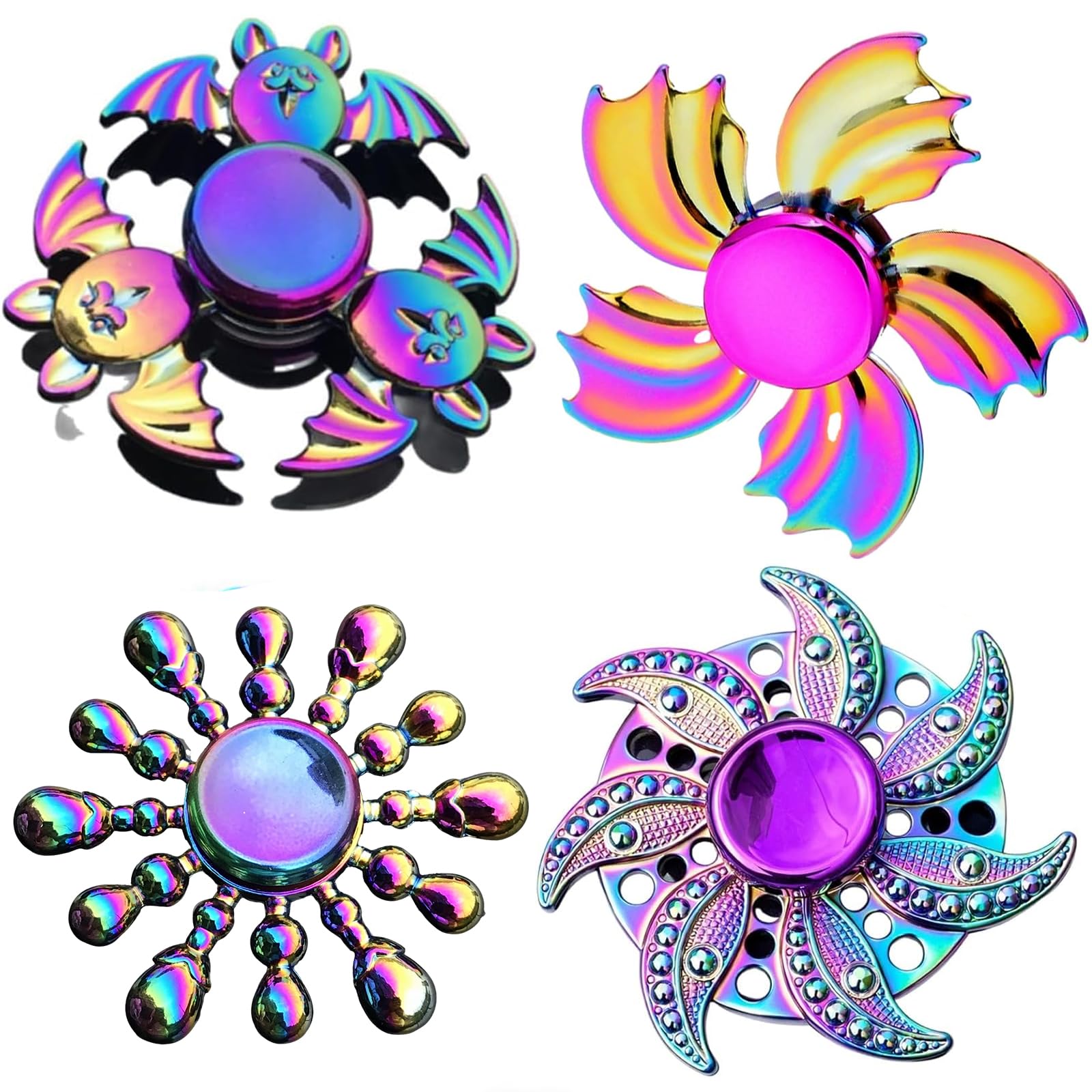 4pcs Fidget Spinner, Stress Relief and Focus Enhancement Tools, Portable Office and Classroom Accessories, Smooth Spinning Mechanism for Adults