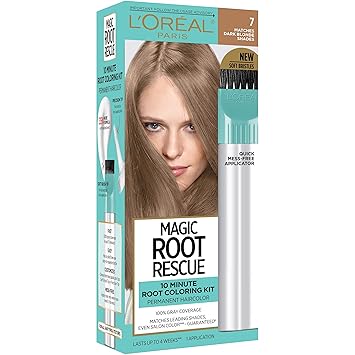 Amazon Com L Oreal Paris Magic Root Rescue 10 Minute Root Hair Coloring Kit Permanent Hair Color With Quick Precision Applicator 100 Gray Coverage 7 Dark Blonde 1 Kit Packaging May Vary Beauty