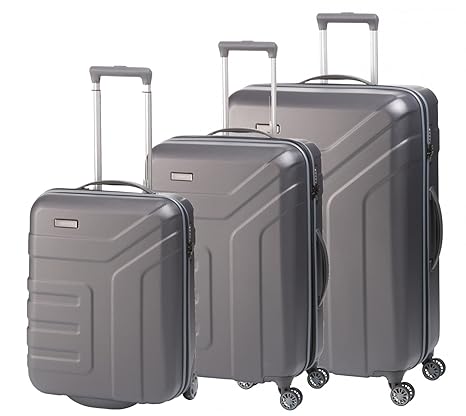Travelite Set de bagage 'Vector' 3 pcs anthracite Koffer-Set, 77 cm, 110 liters, Schwarz (Anthracite)