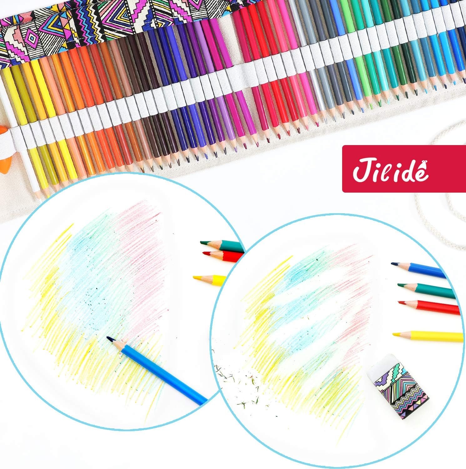 Colored Pencils Set for Adults and Kids Drawing Pencils for Sketch Arts with Eraser Sharpener Canvas Carry Pouch (48-Color) : Office Products