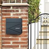 SONGMICS GMB051G02 Wall Mounted Post Box with Newspaper Holder Charcoal Grey view 2