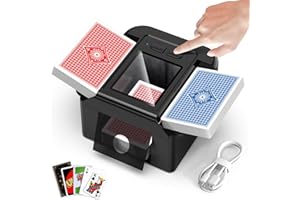 HOTOIQ Card Shuffler 2 Deck Automatic, Rechargeable Playing Card Shuffler with Dual Mode, Low Noise and Portable, Auto Shuffler Machine for Poker, UNO,Skip-Bo, Phase 10, Blackjack, Texas Hold'em, Black