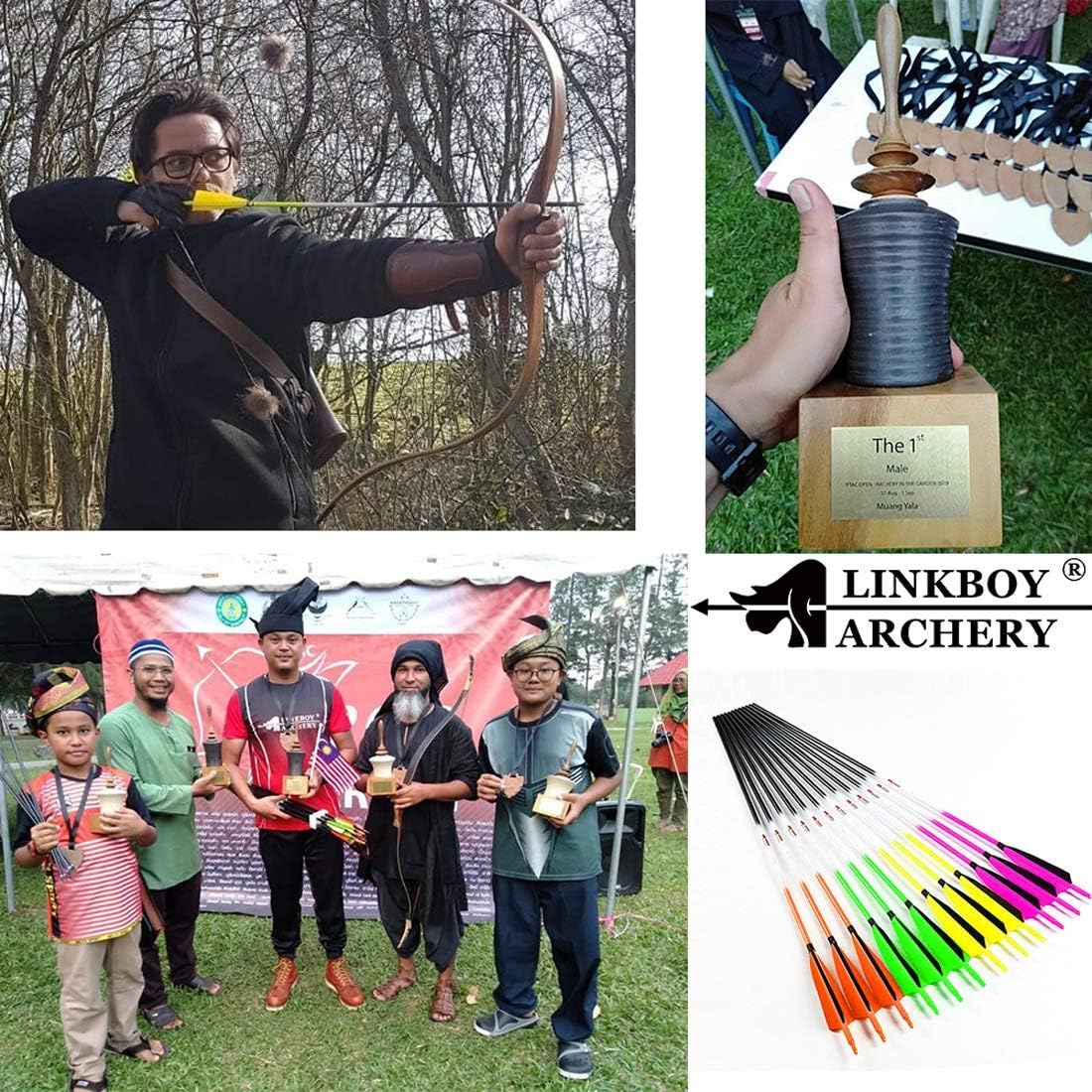Linkboy Archery Carbon Arrows Hunting Practice Target Arrows Fluorescent with Removable Tip for Compound Recurve Long Bows, Spine 300 340 400 500 600, Pack of 6/12PCS : Sports & Outdoors