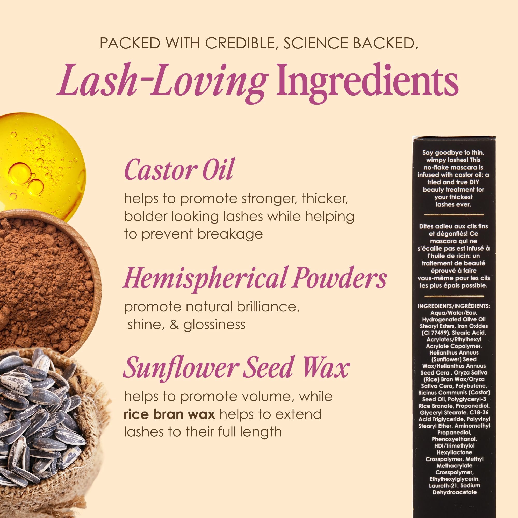 Grande Cosmetics GrandeDRAMA Intense Thickening Black Mascara with Castor Oil, Volumizing, Conditioning, Buildable formula (0.32 oz)