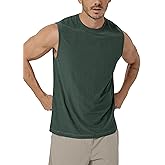 ODODOS Men's Performance Tank Top - Ultra Soft odSTRATUM Tech Sleeveless Shirts Moisture Wicking UPF 50+ Workout Muscle Tee