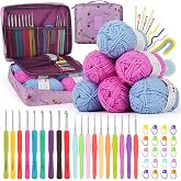 Coopay Crochet Kit for Beginners, 50PCS Crochet Starter Kit | Complete Crochet Kit w Ergonomic Crocheting Hooks, Protable Bag, Acrylic Yarn for Crocheting, Knitting Crochet &amp; Supplies