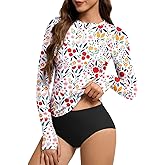 Women's Long Sleeve Rash Guard Zip Up Swim Shirt UPF 50+ Sun Protection Thumb Holes Quick Dry Bathing Suit