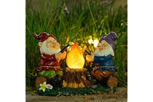 mopha Solar Garden Gnomes Statues Outdoor Christmas Flame Lights Decor, Resin Gifts Figurines Outside Decoration Ornaments Clearance Gardening Decoration