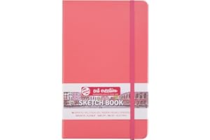 Tarens T9314-312M Art & Creation Sketchbook, Drawing Notebook, 5.1 x 8.3 inches (13 x 21 cm), Coral Red, Thickness: 4.9 oz/yd