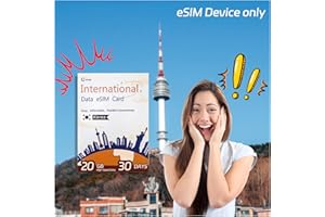 GTESIM Korea eSIM: 4g/5g 20GB High-Speed Data for 30 Days, Travel to Seoul, Busan, Jeju Island & More, Hotspot Support, No Contract, No SIM Card