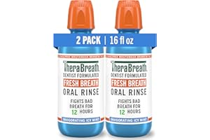 TheraBreath Fresh Breath Mouthwash, Icy Mint Flavor, Alcohol-Free, 16 Fl Oz (Pack of 2)