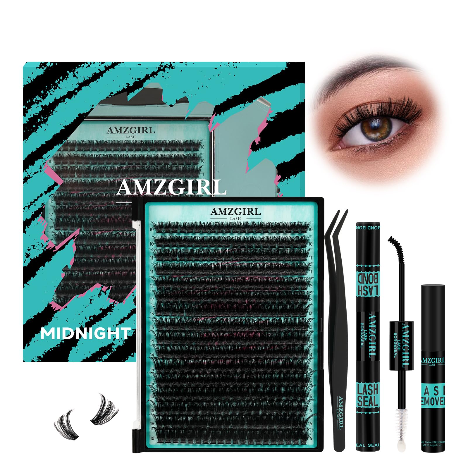 Lash Extension Kit 320Pcs,DIY Individual Lashes Clusters Kit,Lash Bond And Seal,Lash Remover For Eyelashes Extensions,Lash Applicator Tool For False Eyelash Cluster Kit At Home(90D,D-Mix10-16mmKit) — image 1