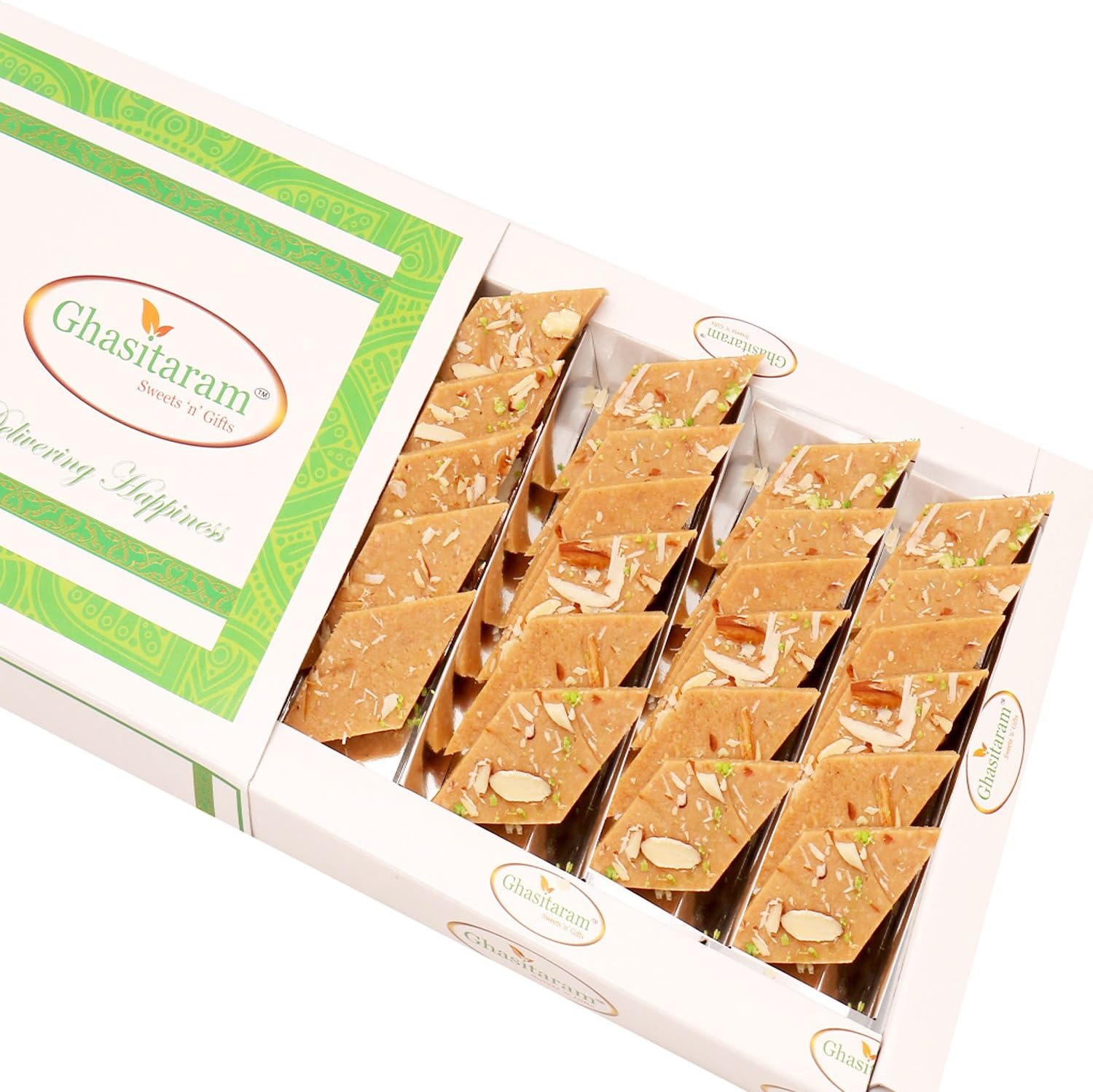 Ghasitaram Gifts Indian Sweets - Mother's Day Gifts Sweets - Honey Kaju Katli 400 GMS