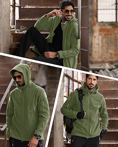 MAGCOMSEN Fleece Jacket Men Tactical Hoodie Green Jacket Winter