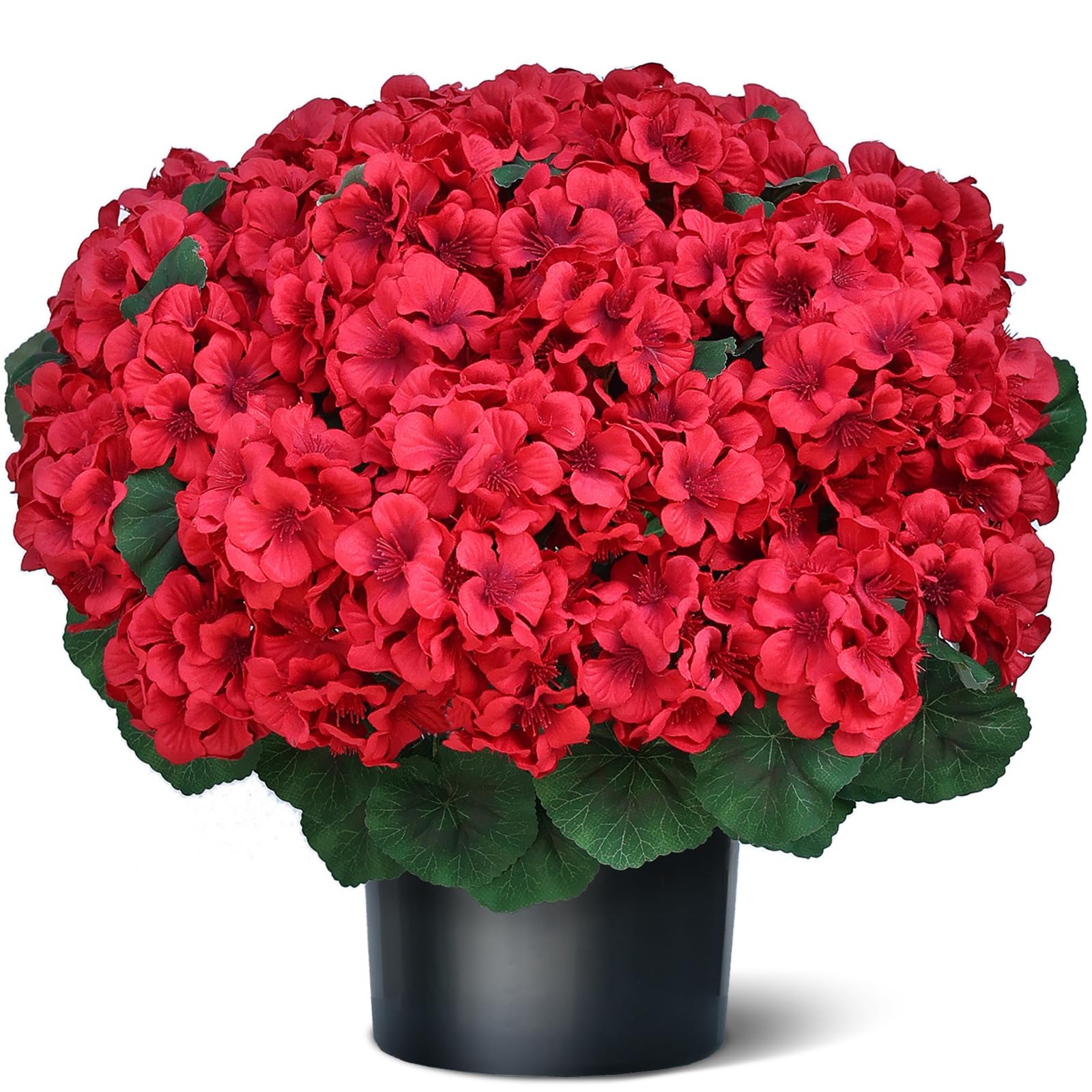 Photo 1 of Juxdp 18" Artificial Geraniums Topiary for Front Porch Decor,Faux Silk Flowers Bushes UV Resistant Potted Plants for Outdoor Indoor Door Offices Garden Farmhouse Home Decor (Red)