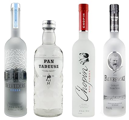 Polnische Klassiker de luxe | 4x klarer Wodka | je 40%, 0,7 Liter